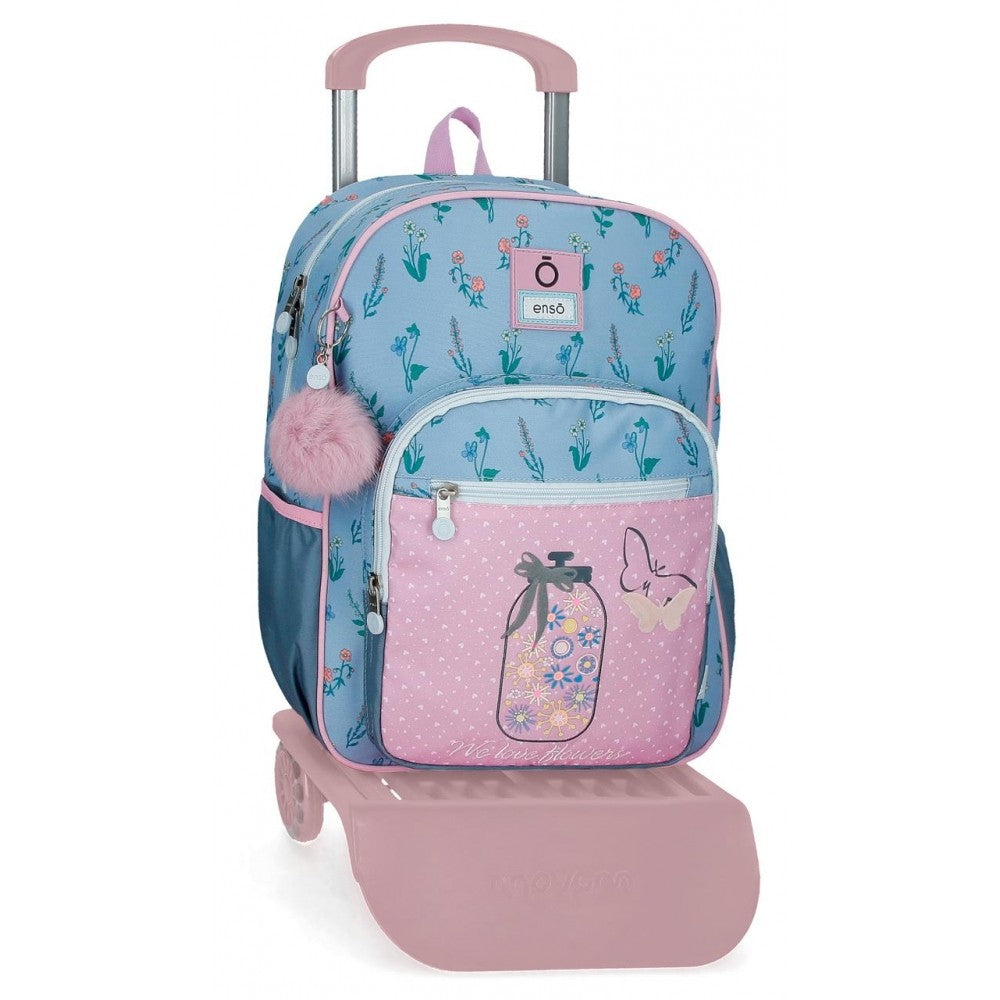 Mochila Escolar Enso We Love Flowers con carro