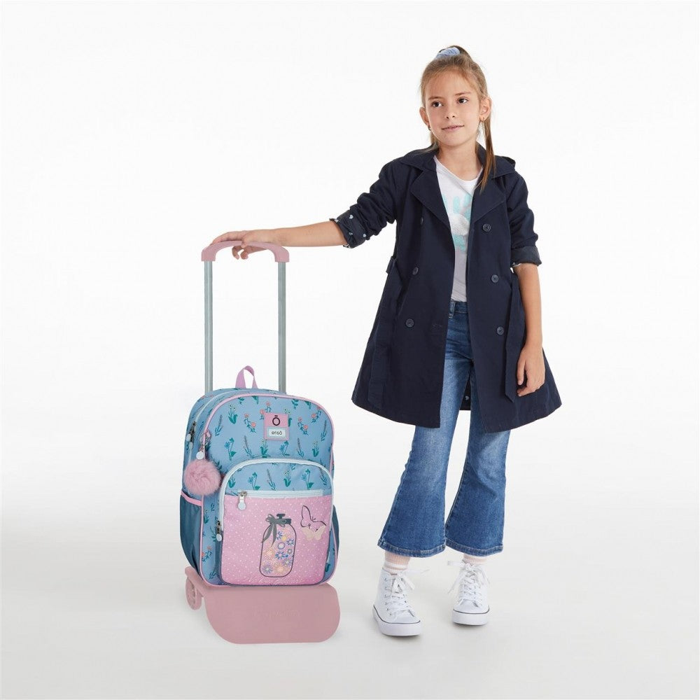 Mochila Escolar Enso We Love Flowers con carro