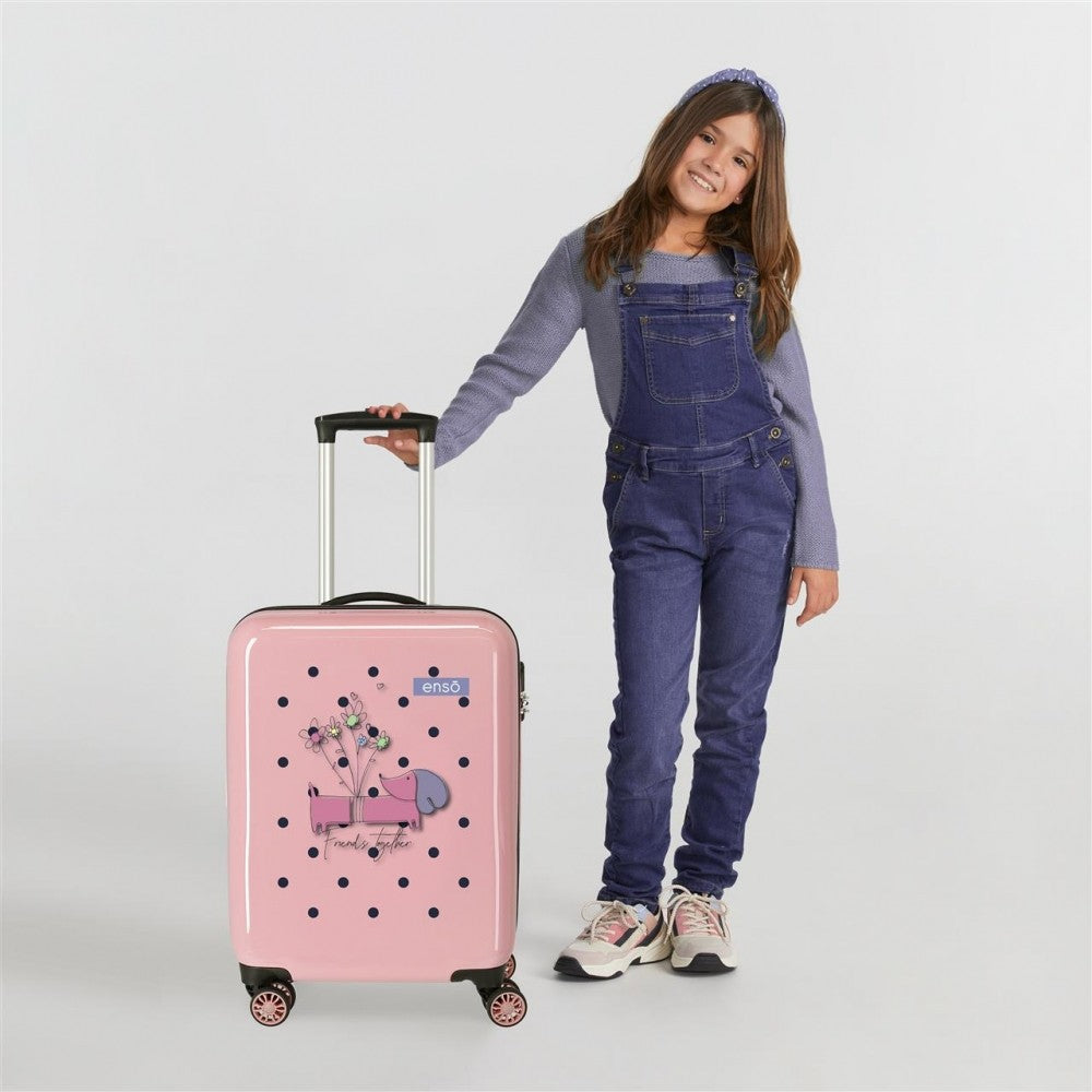 Cabin suitcase Enso Friends Together rigid 55 cm turquesa