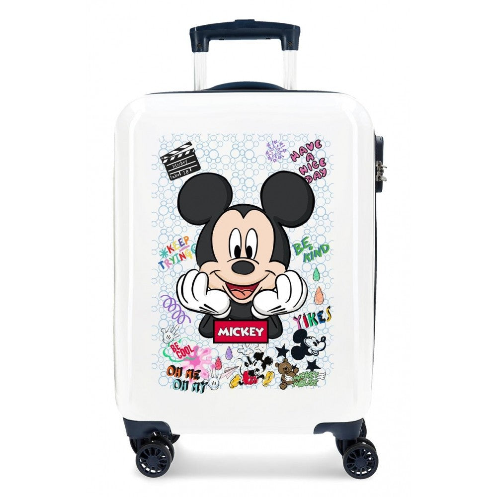 Valise cabine Mickey Be Cool rigide 55 cm Blanc