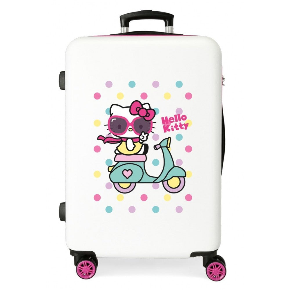 Valigia media Girl Gang Hello Kitty rigido 68cm Bianco e rosa