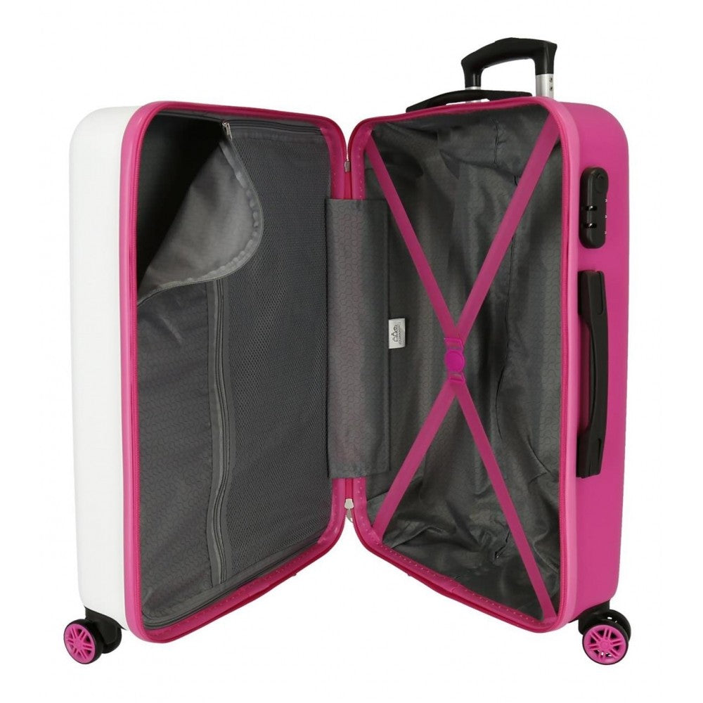 Valigia media Girl Gang Hello Kitty rigido 68cm Bianco e rosa