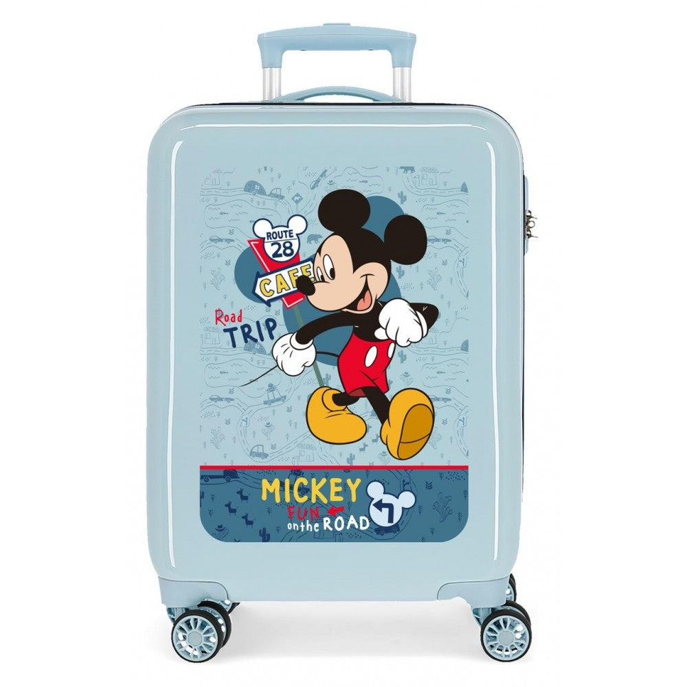 Valise cabine Mickey Road Trip rigide 55cm Bleu clair