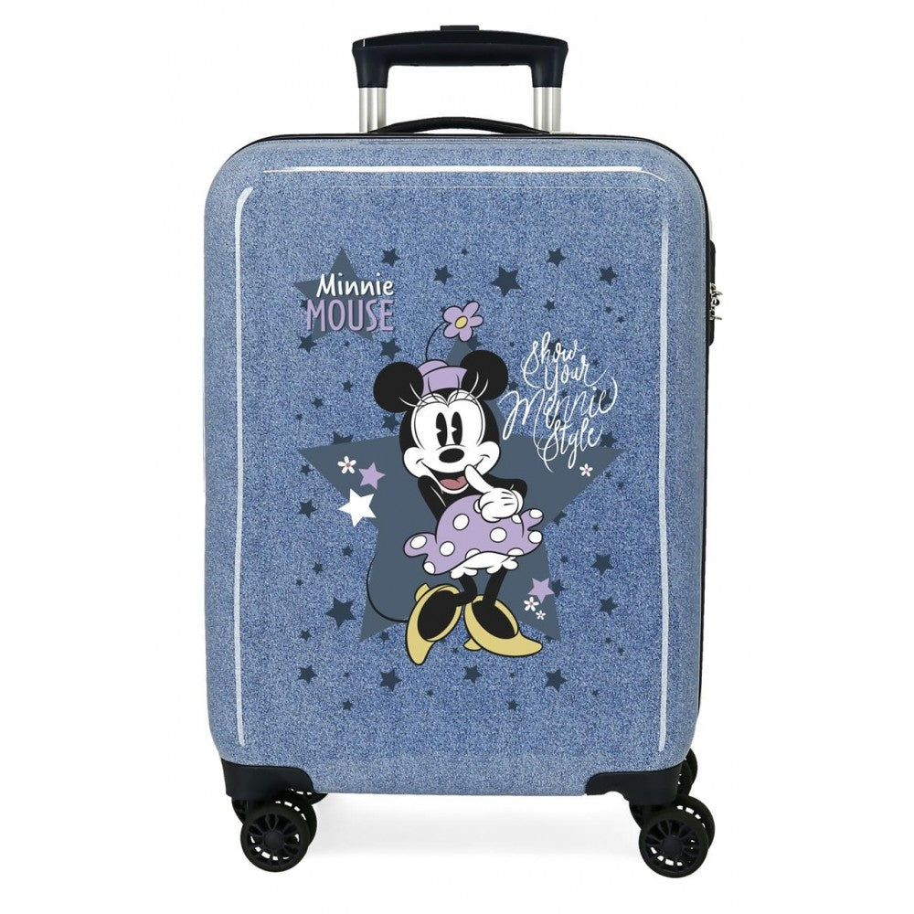 Cabinekoffer Minnie Style onbuigzaam 55cm denim