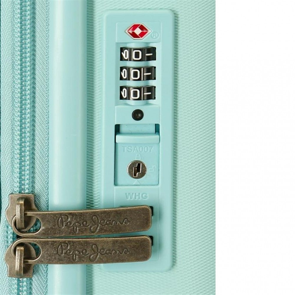 Cabin suitcase Pepe Jeans Nerea rigid expandable turquoise 55cm