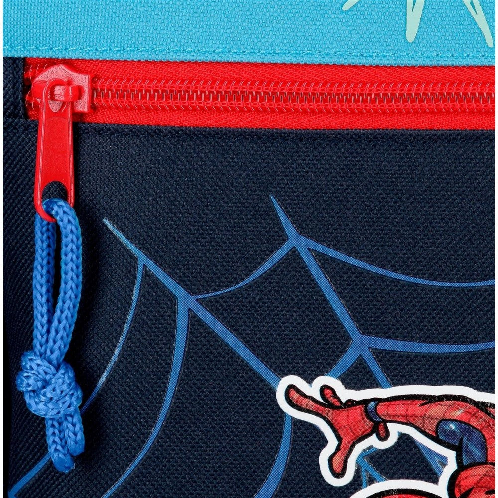 Mochila da escola Spiderman Totally awesome 42 cm dois compartimentos com carro