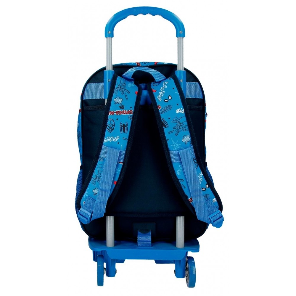 Mochila da escola Spiderman Totally awesome 42 cm dois compartimentos com carro