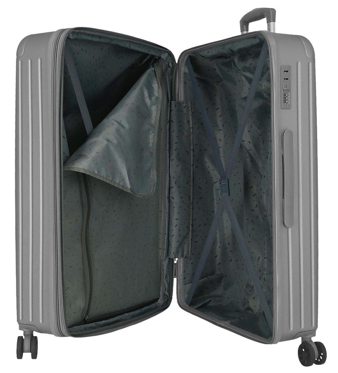 5559322 TROLLEY ABS 78CM. C/EXP. 4R. MOVOM ZILVEREN HOUT