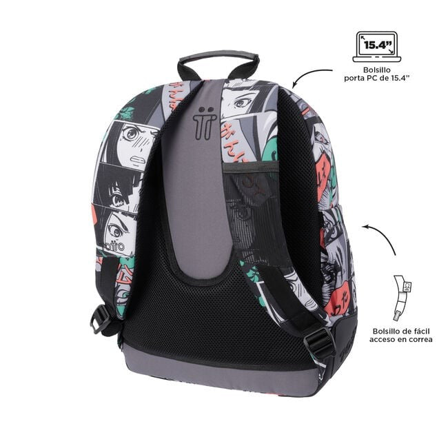 TOTTO Sac à dos scolaire - Crayoles- Print 4yn- manga