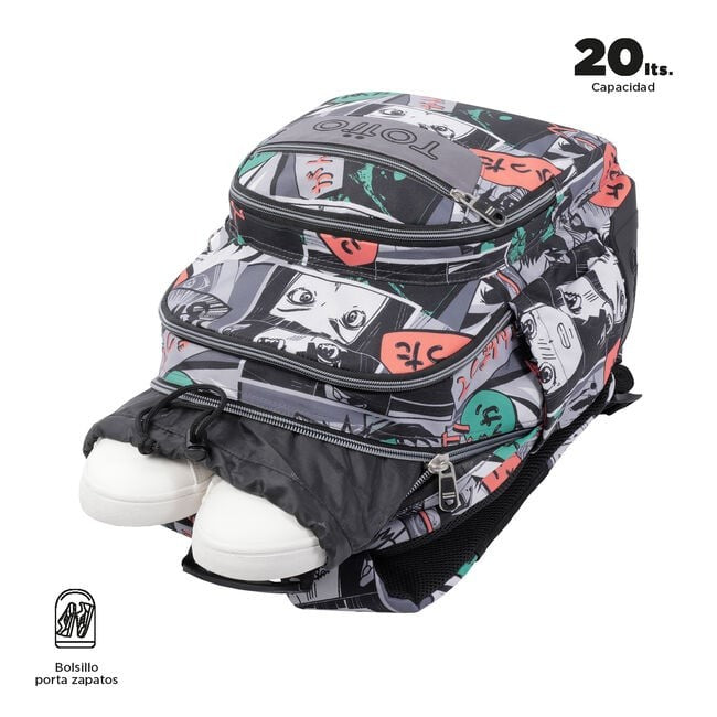TOTTO Sac à dos scolaire - Crayoles- Print 4yn- manga