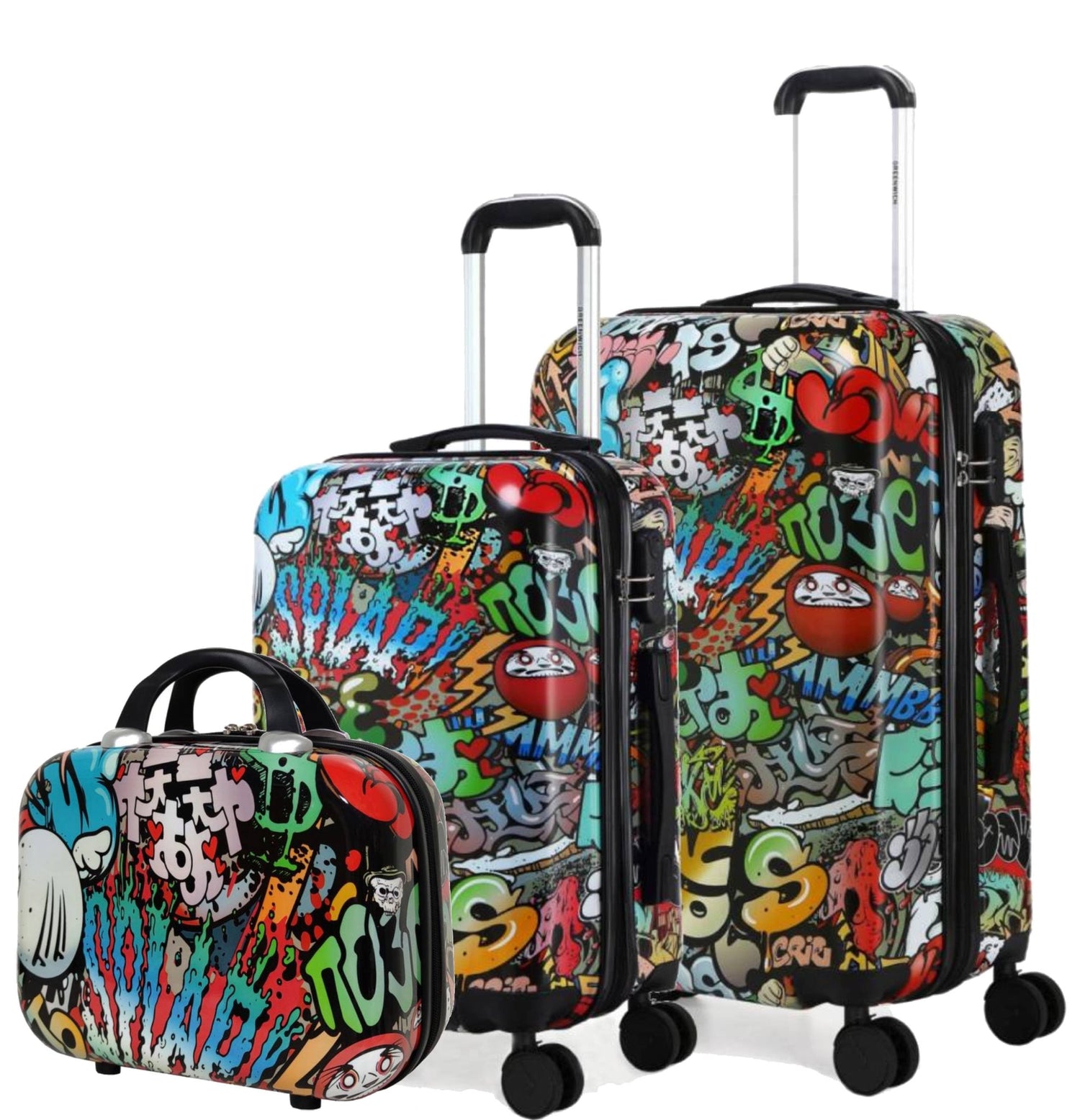 Jeu de deux valises médianes et petites + Neceser COMIC de Greenwich