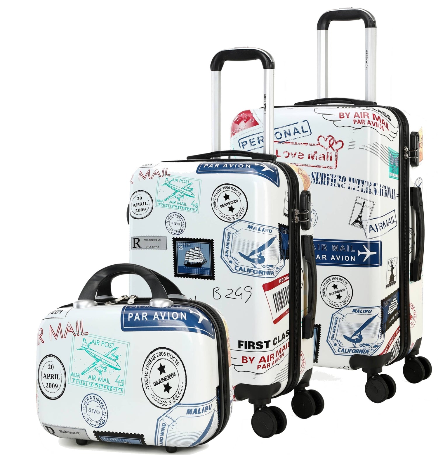 Spel van twee mediane koffers + klein + Neceser STAMP