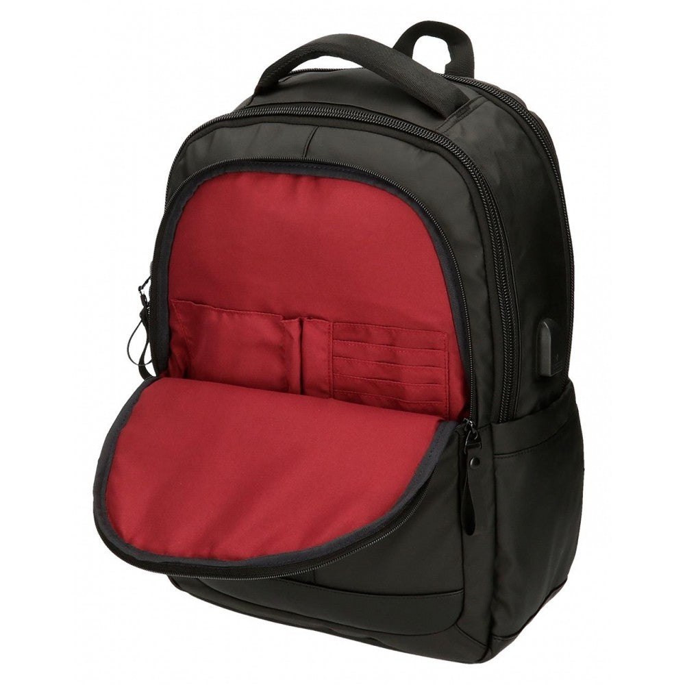 Tietokoneen pidike reppu Pepe Jeans Hoxton kolme mustaa osastoa