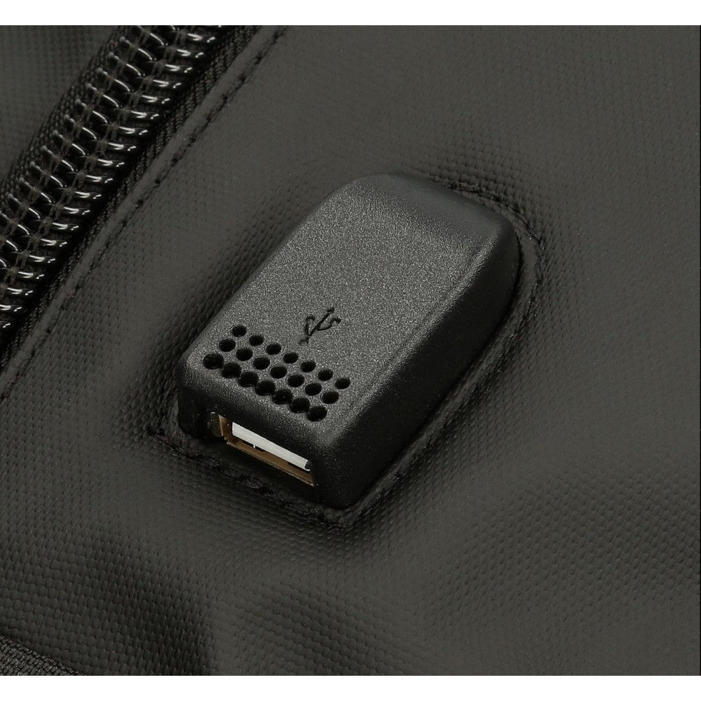 Tietokoneen pidike reppu Pepe Jeans Hoxton kolme mustaa osastoa