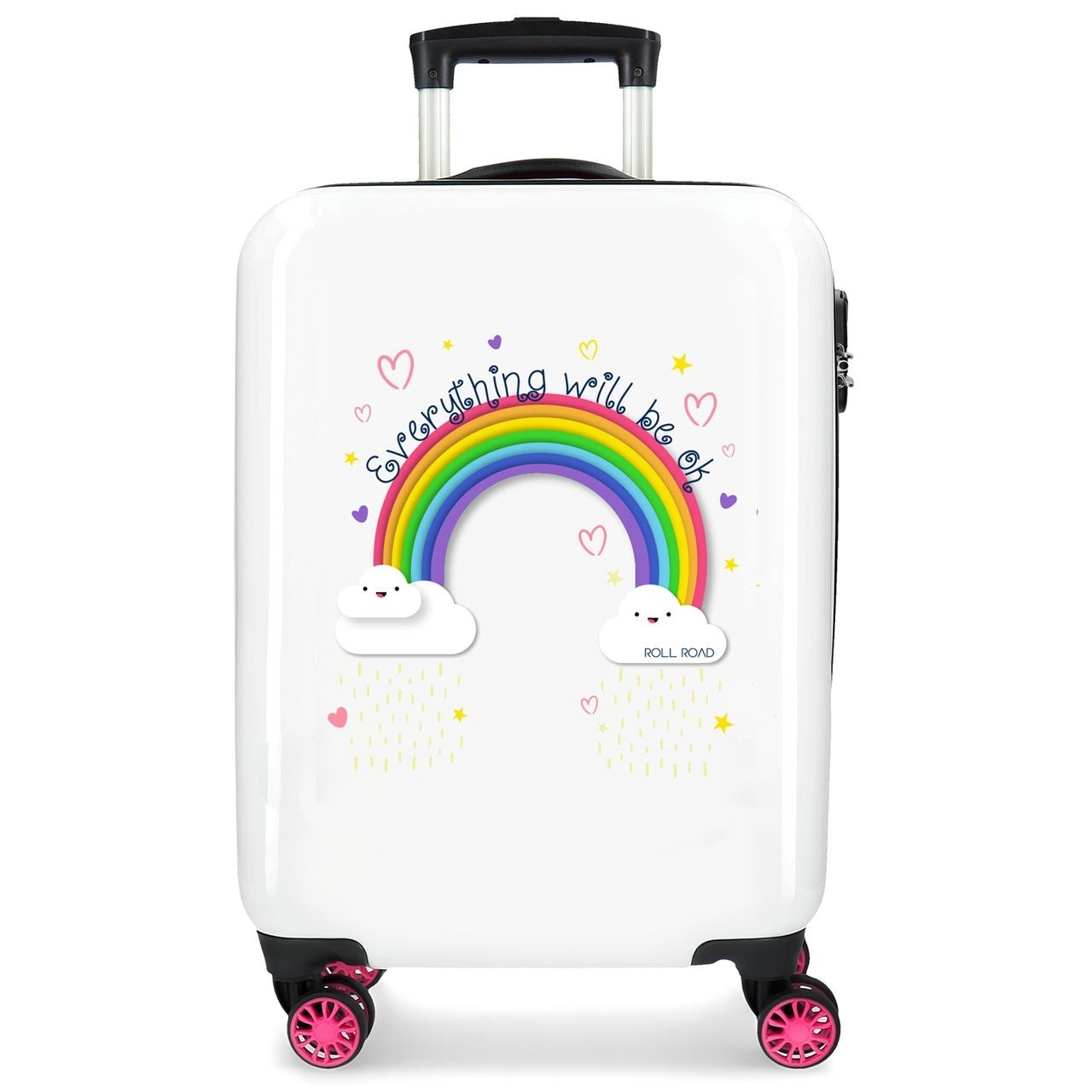 Cabin suitcase ROLL ROAD ARCOIRIS EVERYTHING OK Rigid 55CM WHITE
