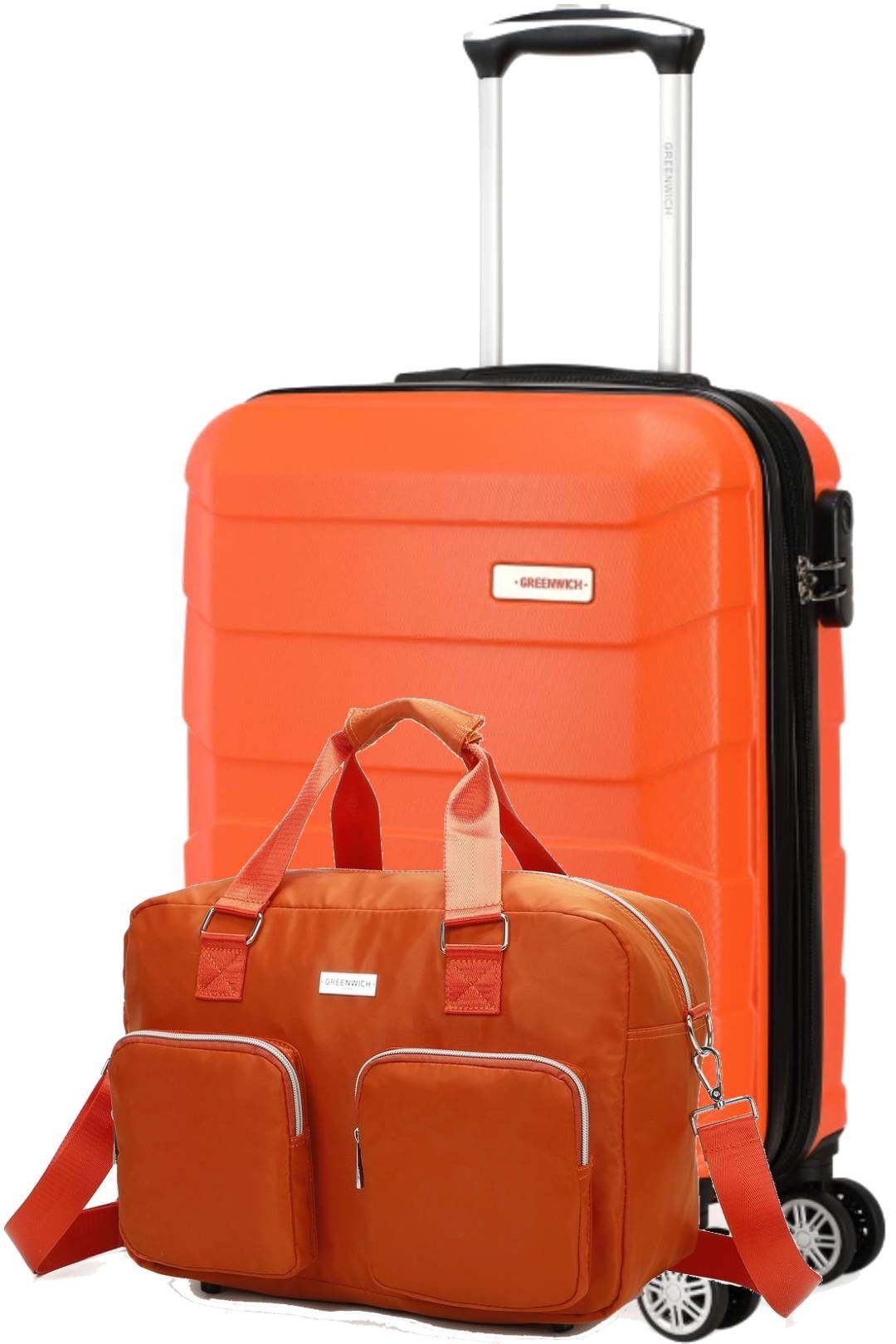 SET DE GREENWICH Valise cabine EXTENSIBLE BUDAPEST ET BOLSA VOYAGE BUFON Orange