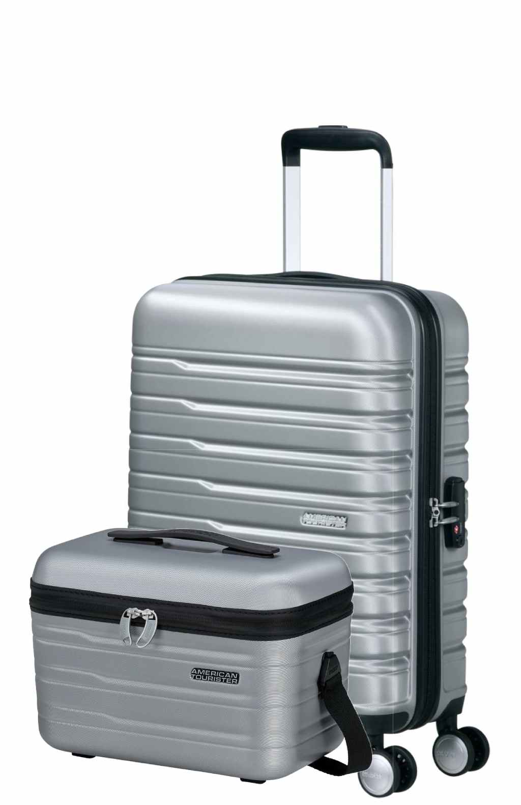 Pack Maleta Cabina + Neceser FLASHLINE de American Tourister - Plata