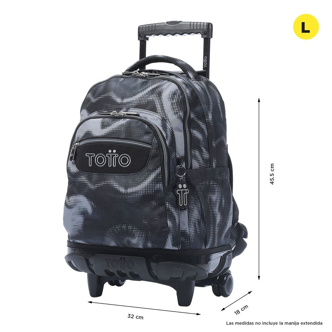 TOTTO School backpack with wheels - lines - 6YA Bluc