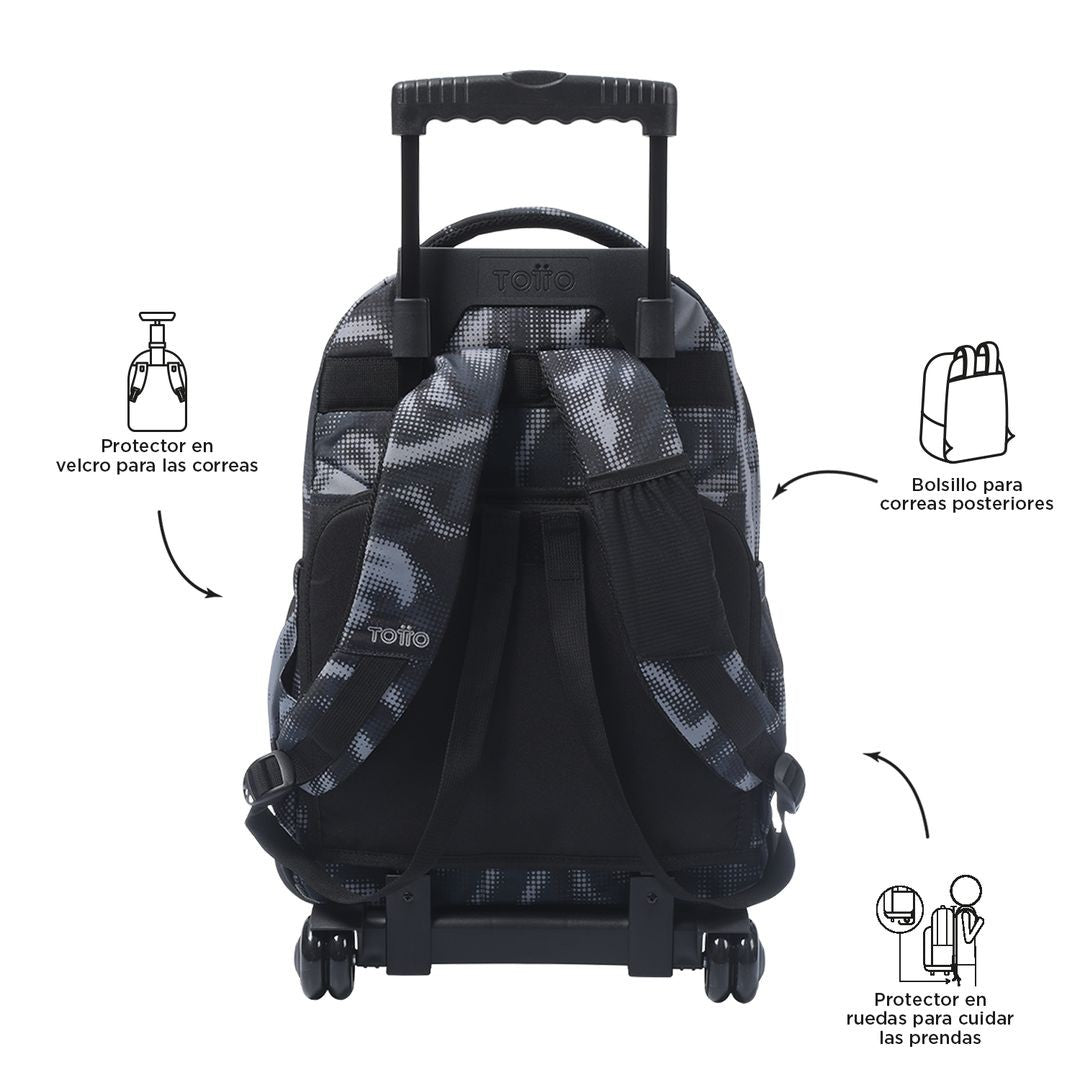 TOTTO School backpack with wheels - lines - 6YA Bluc