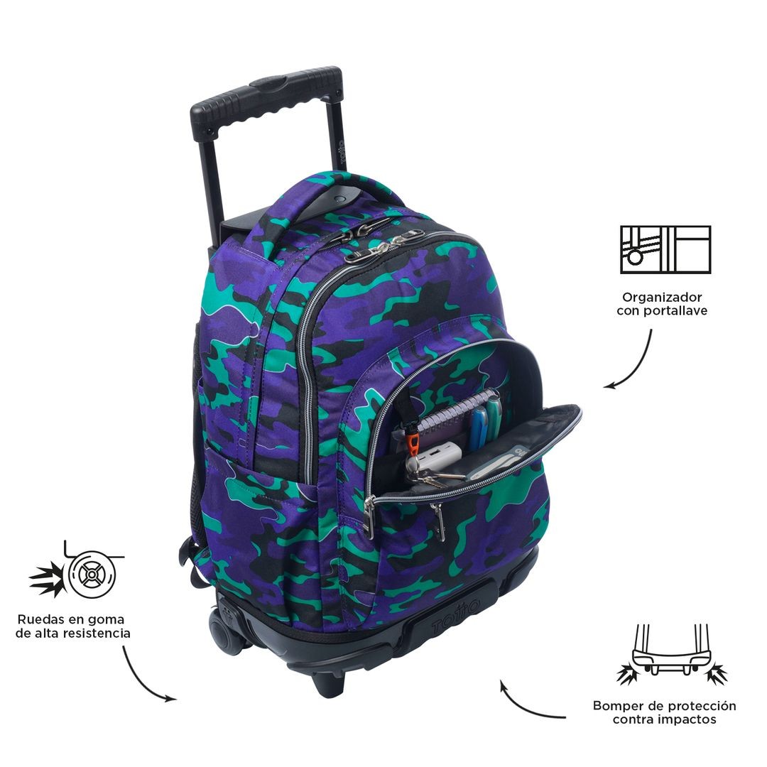 TOTTO School backpack with wheels - lines - 8JY Seli