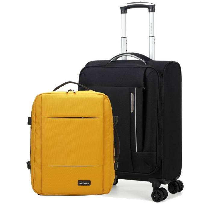 PACK GREENWICH Valise cabine ECO-RECYCLED TUNEZ 55CM + Sac à dos de voyage HUGO
