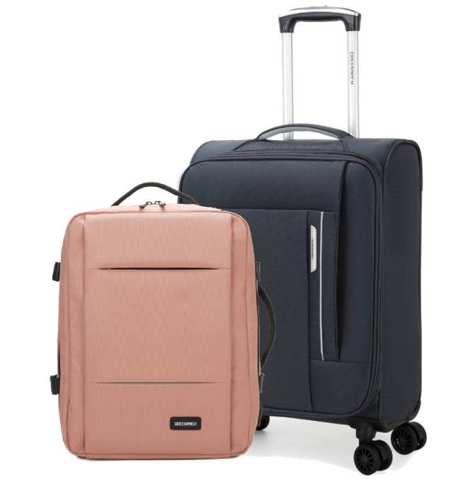 PACK GREENWICH Valise cabine ECO-RECYCLED TUNEZ 55CM + Sac à dos de voyage HUGO