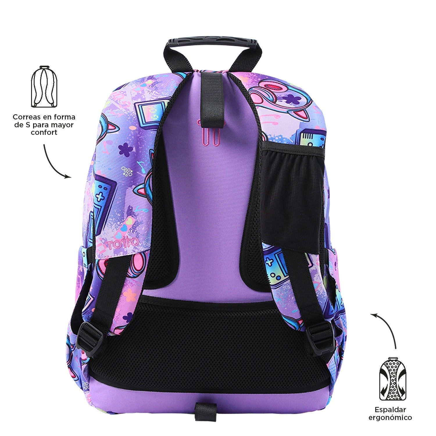 TOTTO Schul -Rucksack anpassbar an das Auto Meowsica 4QH - Acuareles