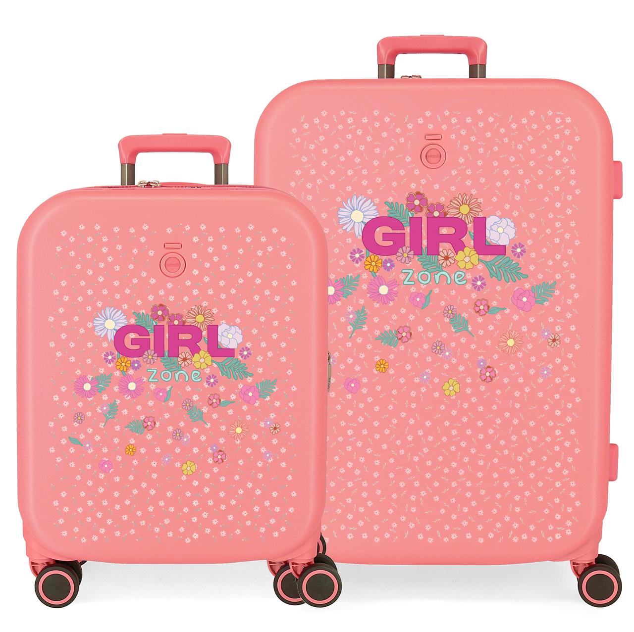 9939521 SET/2 TROLLEY ABS 55-70CM.4R. ENSO ZONE FILLE CORAIL