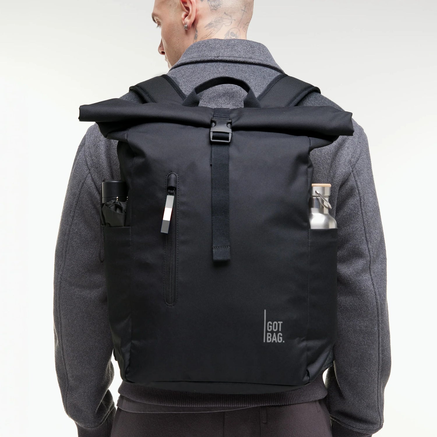 Tenho mochila de bolsa ROLLTOP Monocromático fácil