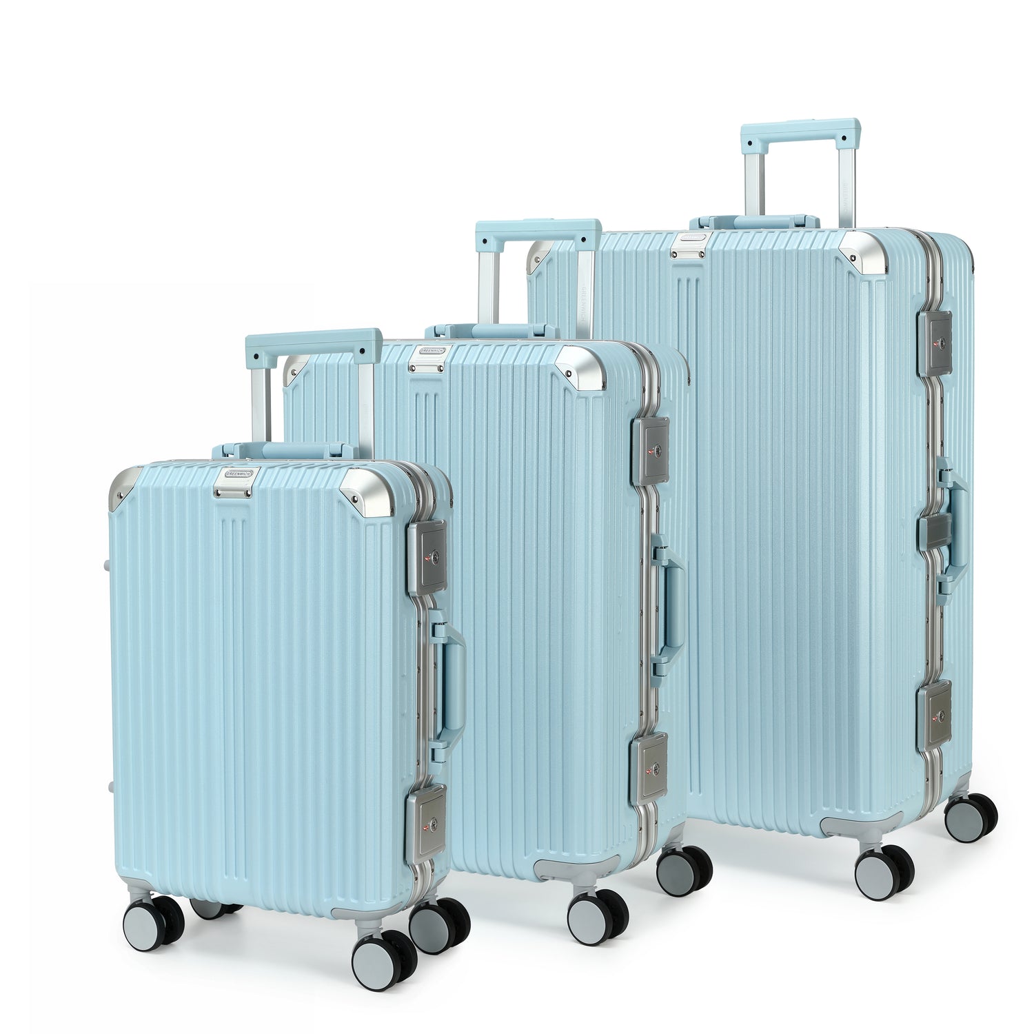 GREENWICH Set di Valigie IN ALLUMINIO FRAME 55cm/69cm/78 cm DOHA
