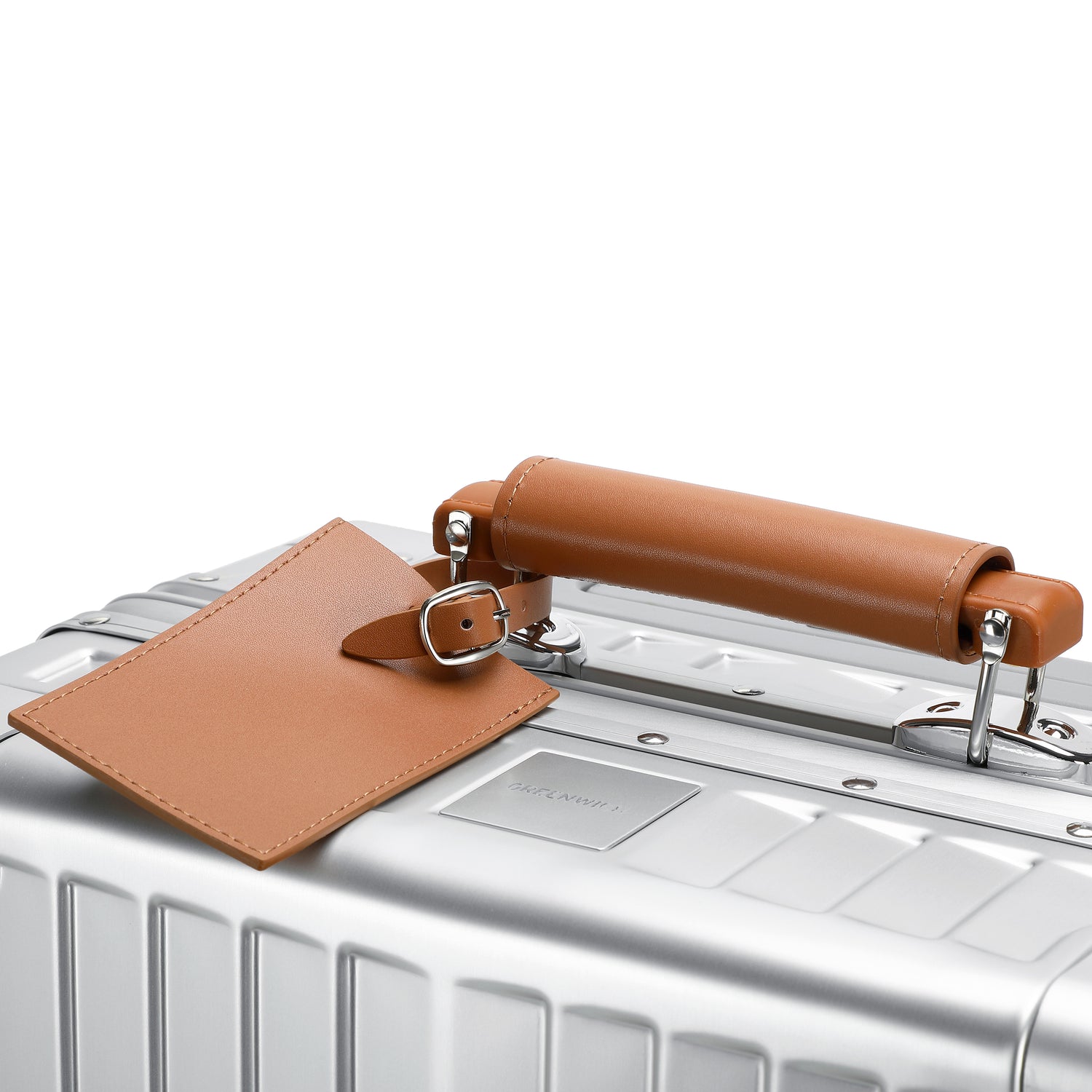GREENWICH set von Aluminiumkoffern mit Griff aus veganem Leder NEW YORK 2.0