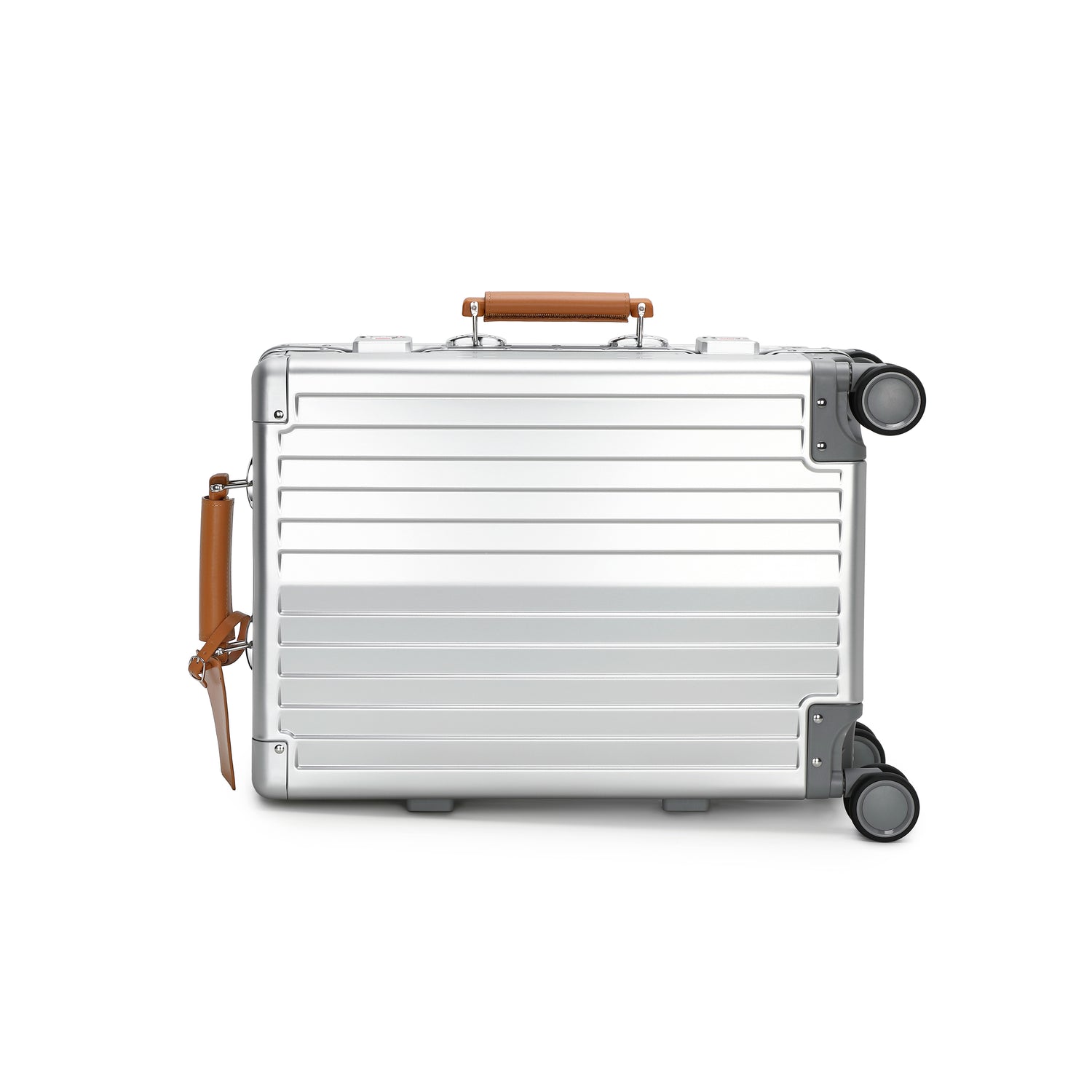 GREENWICH Großer Aluminiumkoffer mit Griff aus veganem Leder NEW YORK 2.0