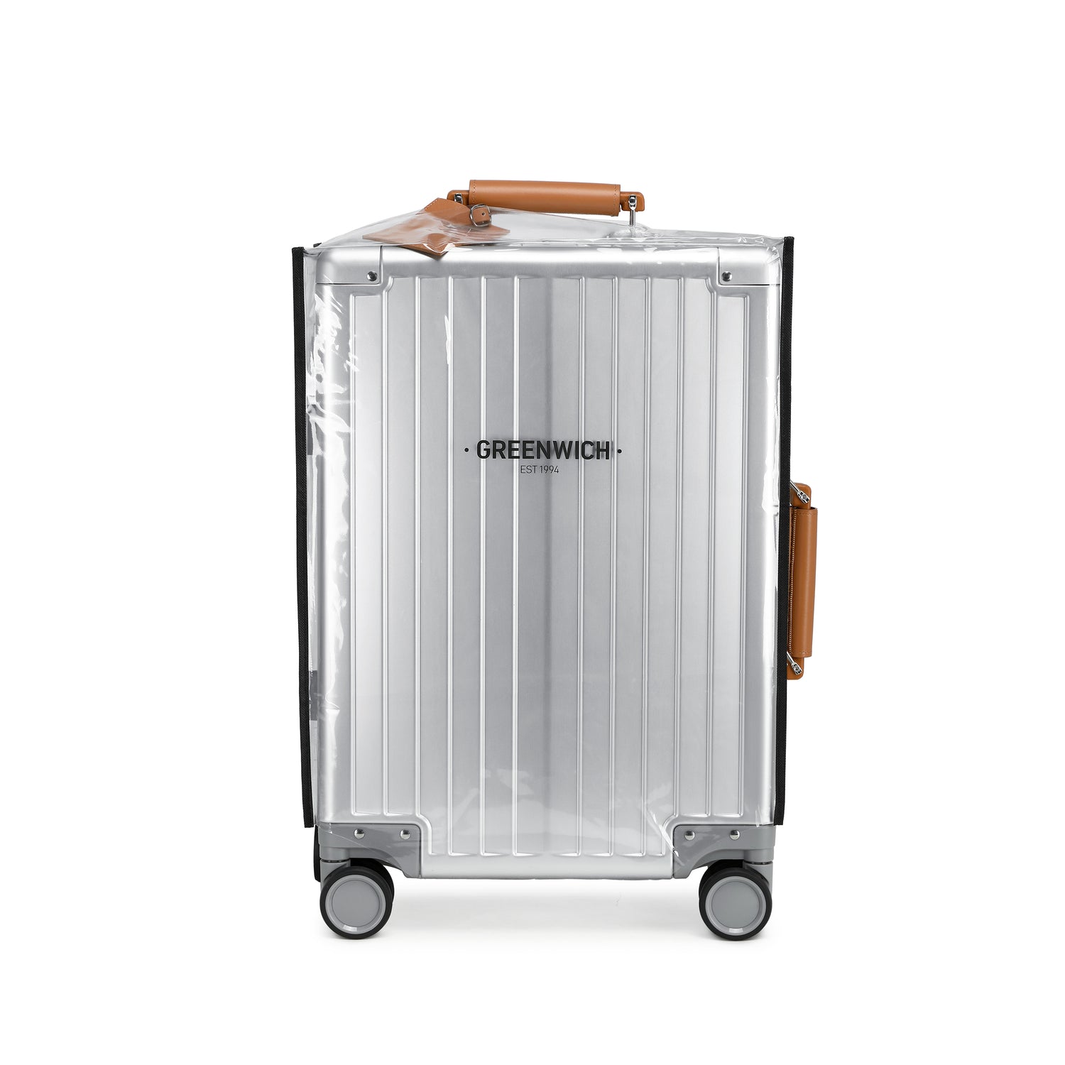 GREENWICH set von Aluminiumkoffern mit Griff aus veganem Leder NEW YORK 2.0