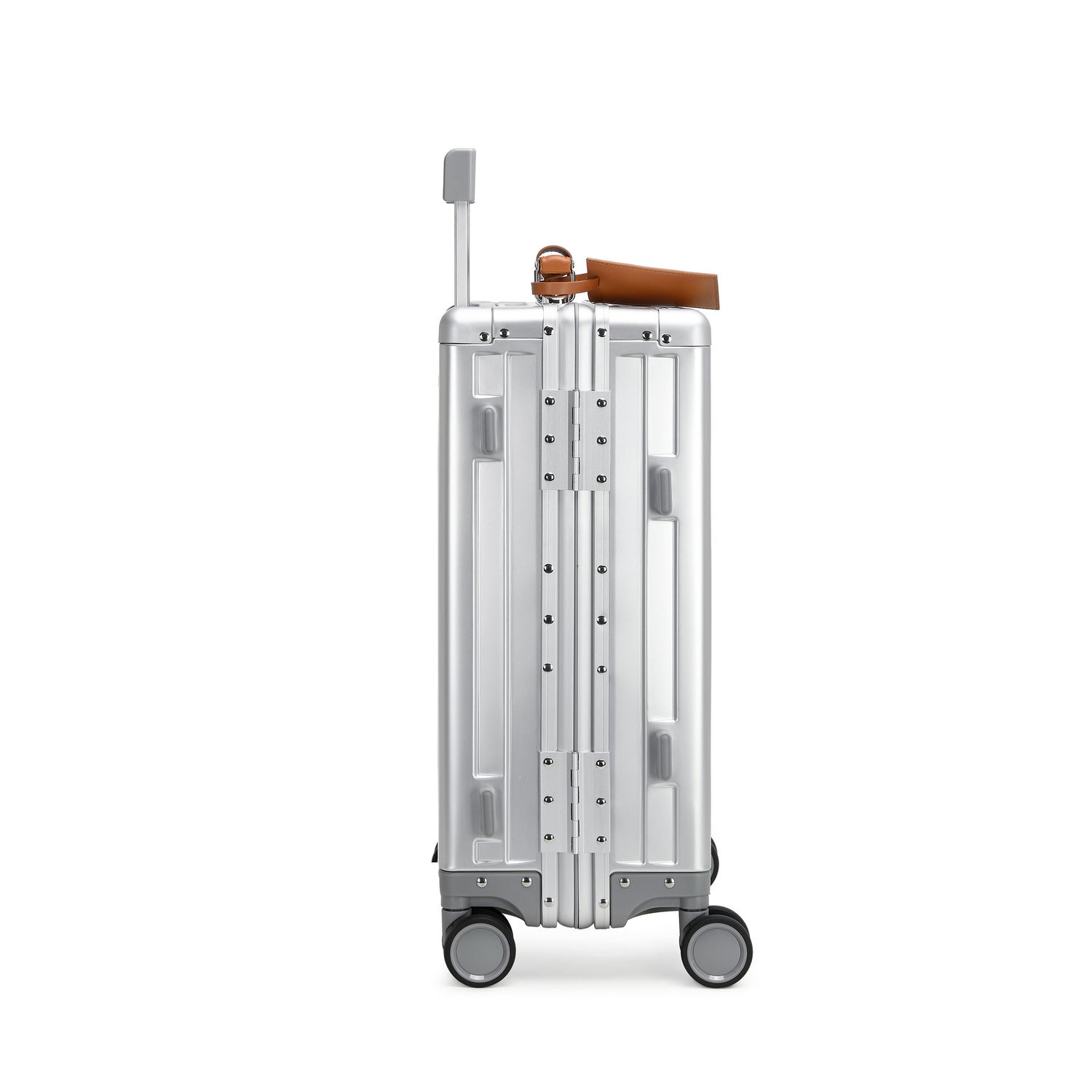 GREENWICH set von Aluminiumkoffern mit Griff aus veganem Leder NEW YORK 2.0