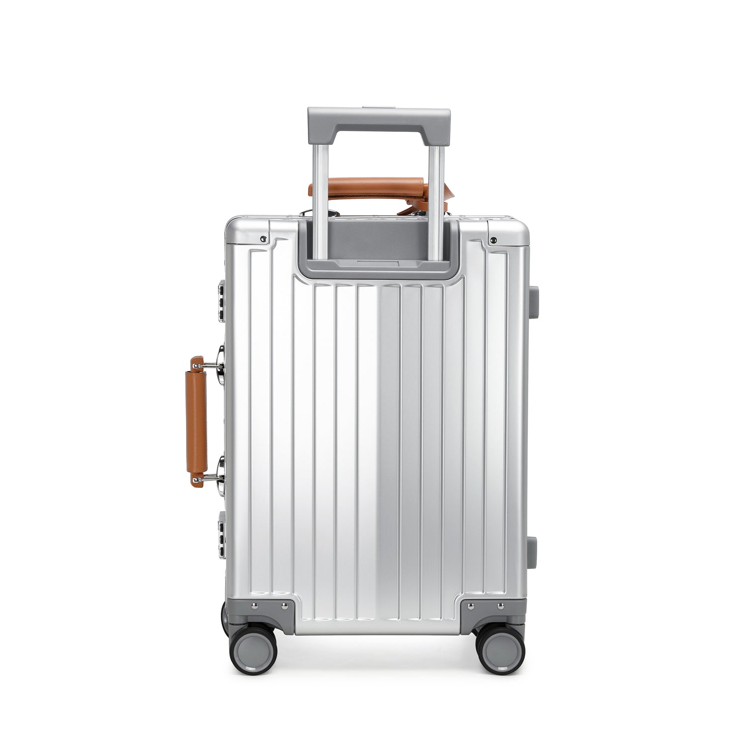 GREENWICH set von Aluminiumkoffern mit Griff aus veganem Leder NEW YORK 2.0
