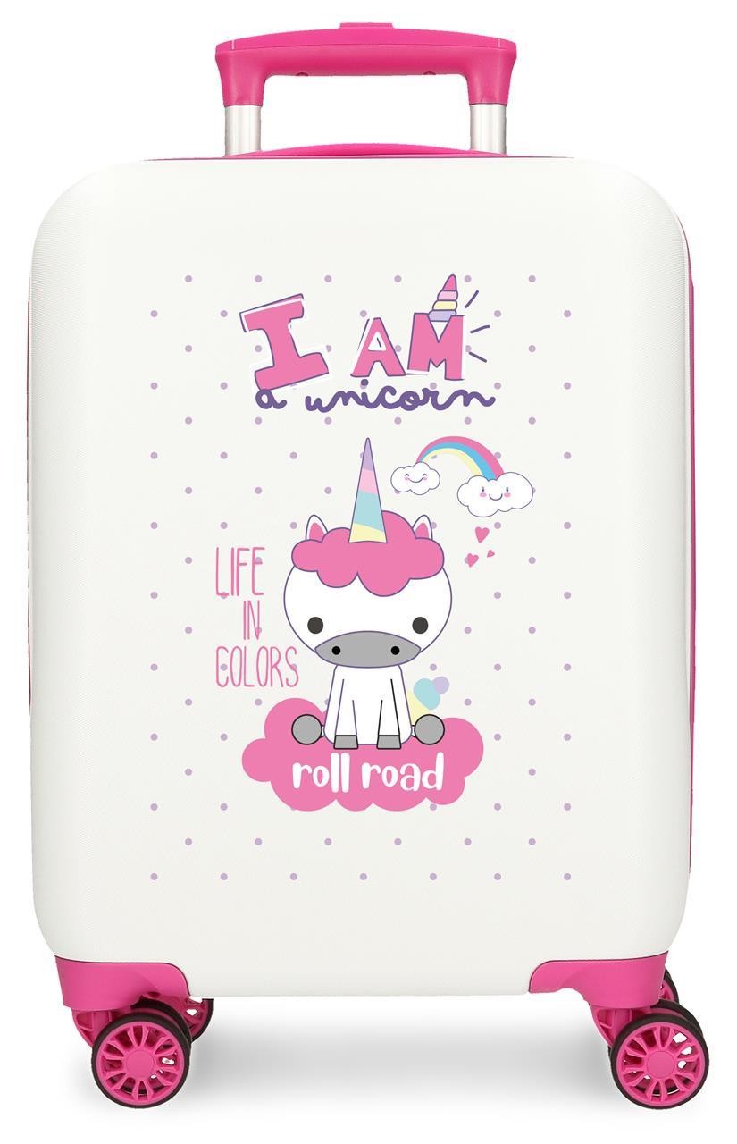 4071343 TROLLEY ABS 50CM.4R.ROLL ROAD I AM UNICORN BIANCO