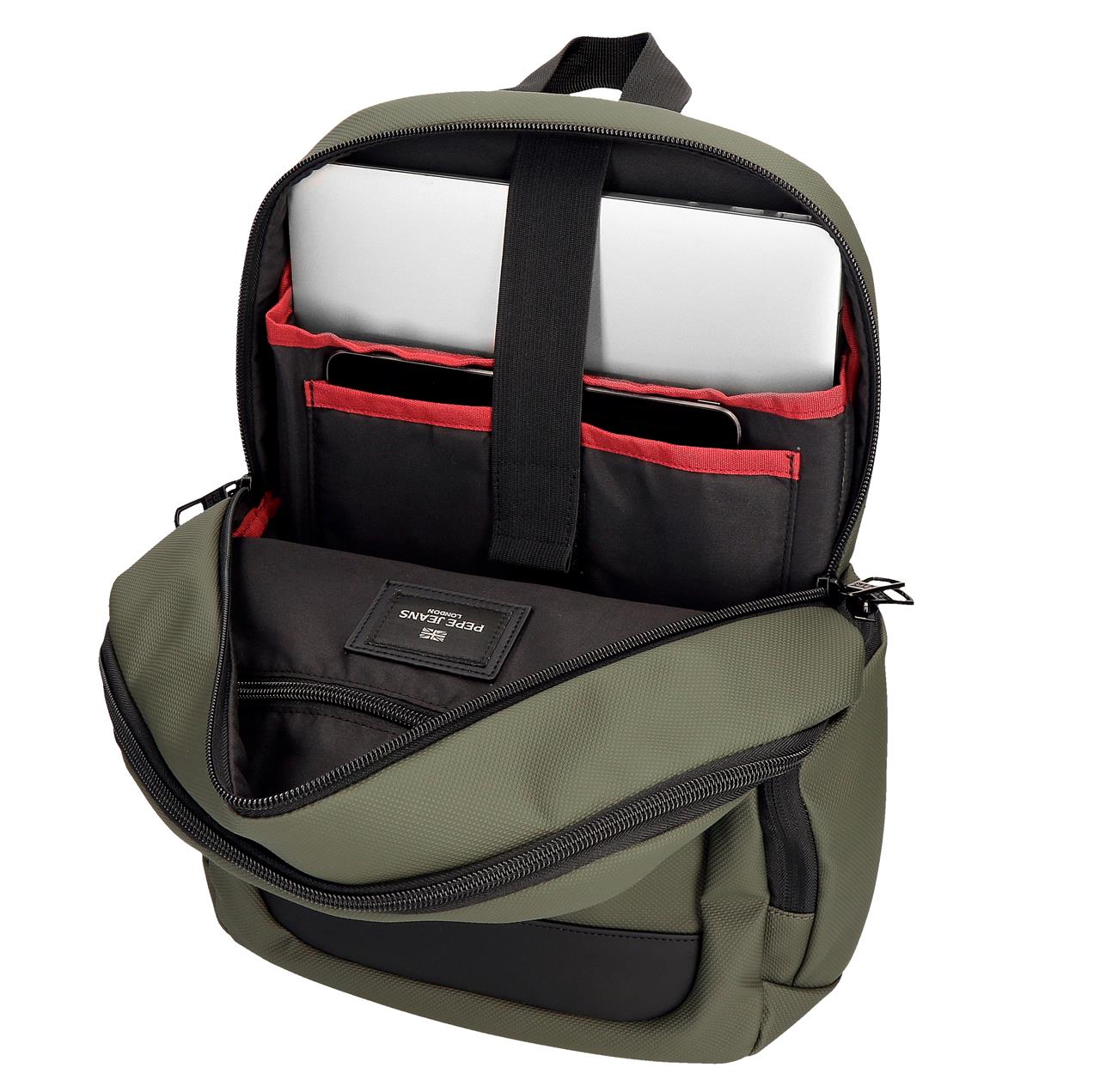 7462542 ADAP-RUCKSACK. 2C. PJL DORKING KHAKI WORD-&TABLET-HALTER