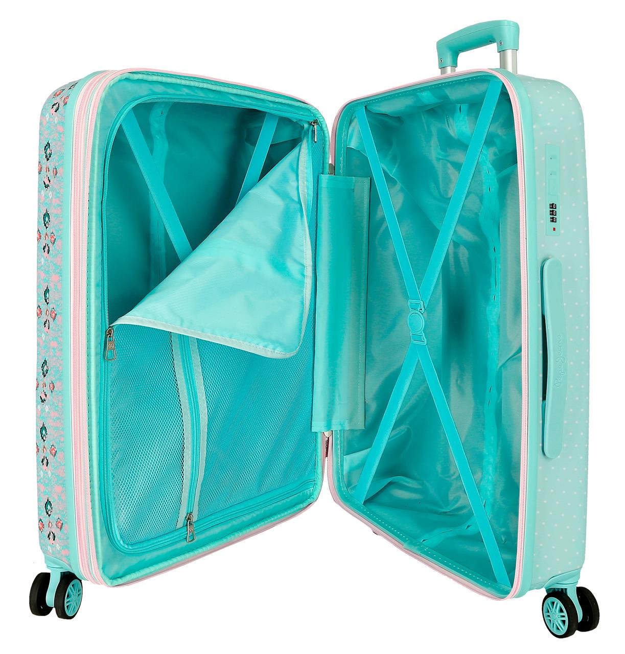 6111441 SET/2 TROLLEY ABS 55-65CM. 4R. PJL ZON TURQUOISE
