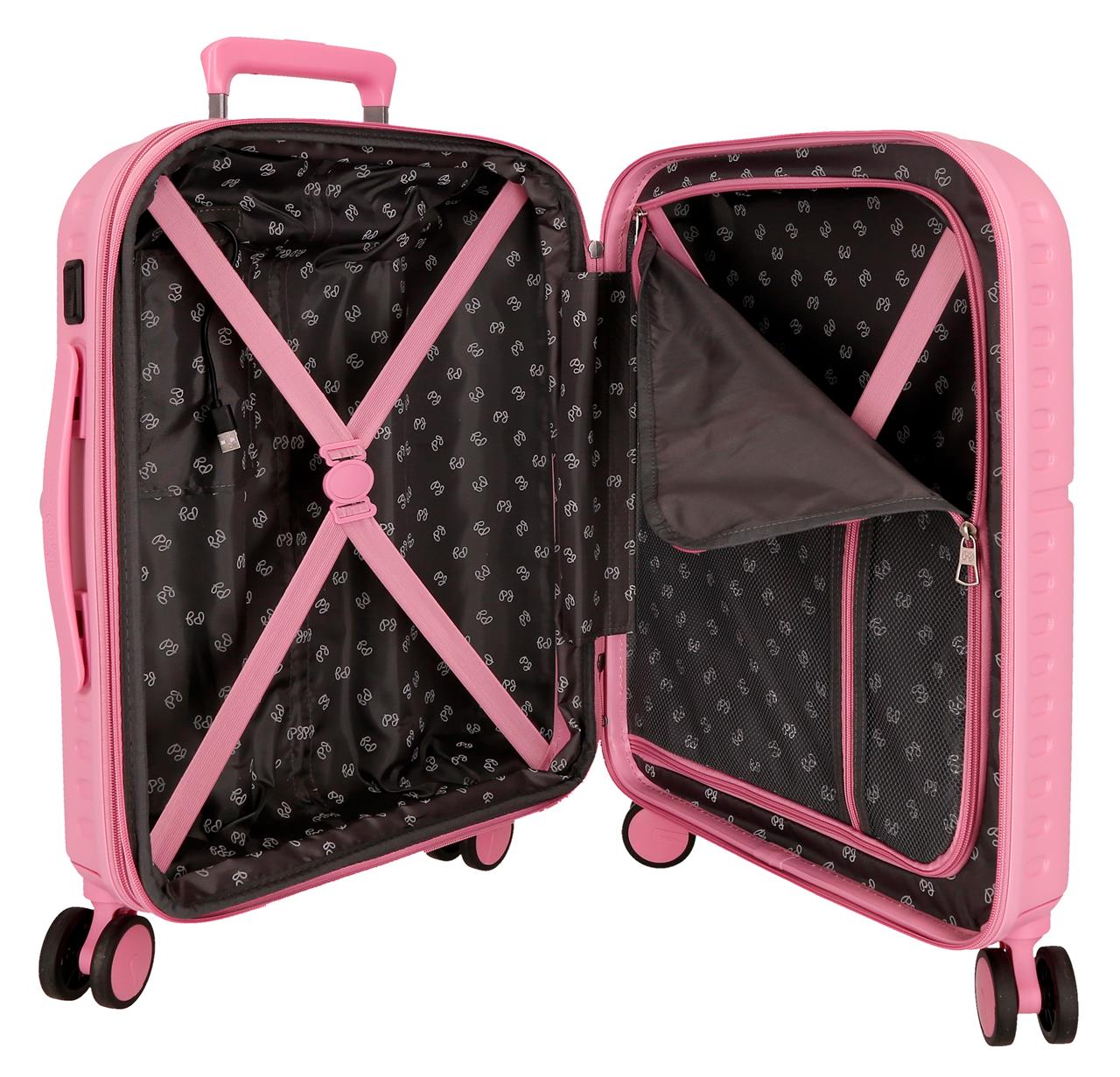 768862E TROLLEY ABS 55CM. C/EXP. 4R. PJL HIGHLIGHT ROSA