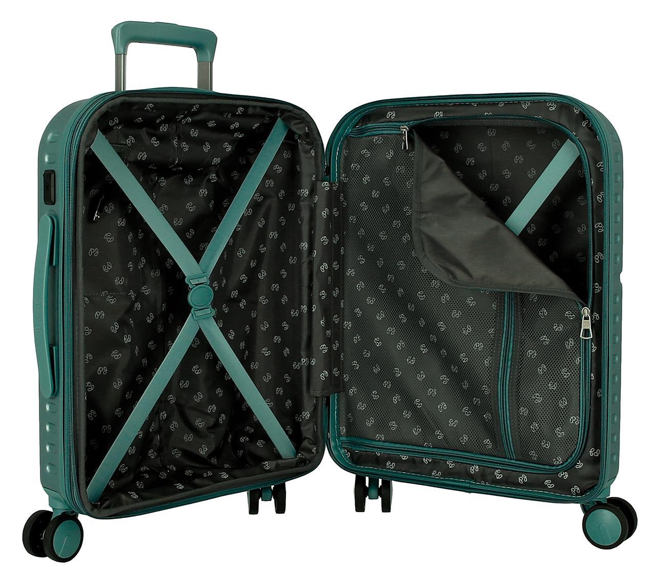 768862B TROLLEY ABS 55CM. C/EXP. 4R. PJL HIGHLIGHT TÜRKIS