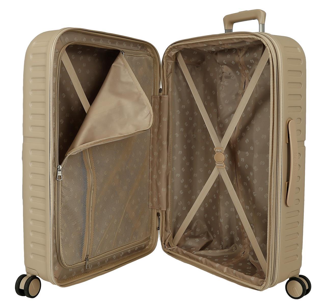 7699238 TROLLEY ABS 70cm. C/EXP. 4R. ACENTO PJL BEIGE CAMPA