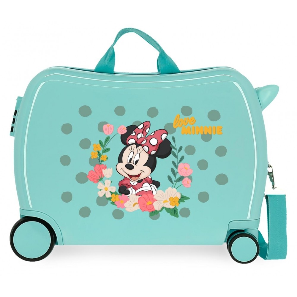 Kinderkoffer Minnie Golden Days Mit 2 multidirektionalen Turquoa -Rädern