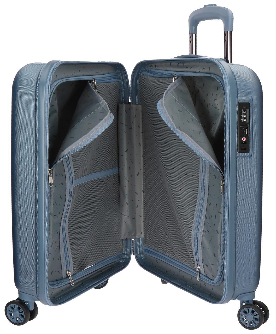 5319163 TROLLEY ABS 55CM.4R.WOOD SILBER