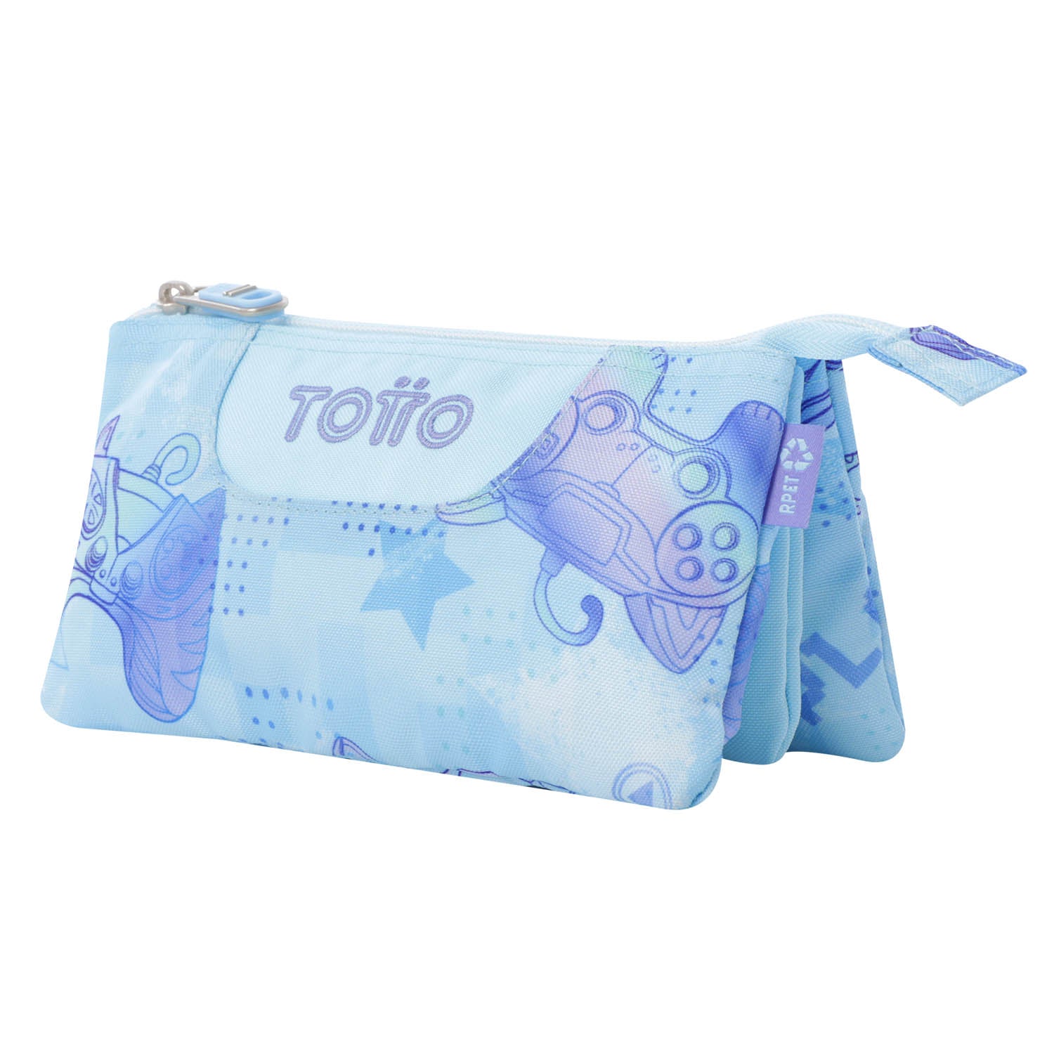 TOTTO Mochila escolar con ruedas Renglones + Estuche Tablero - 1FY Polar
