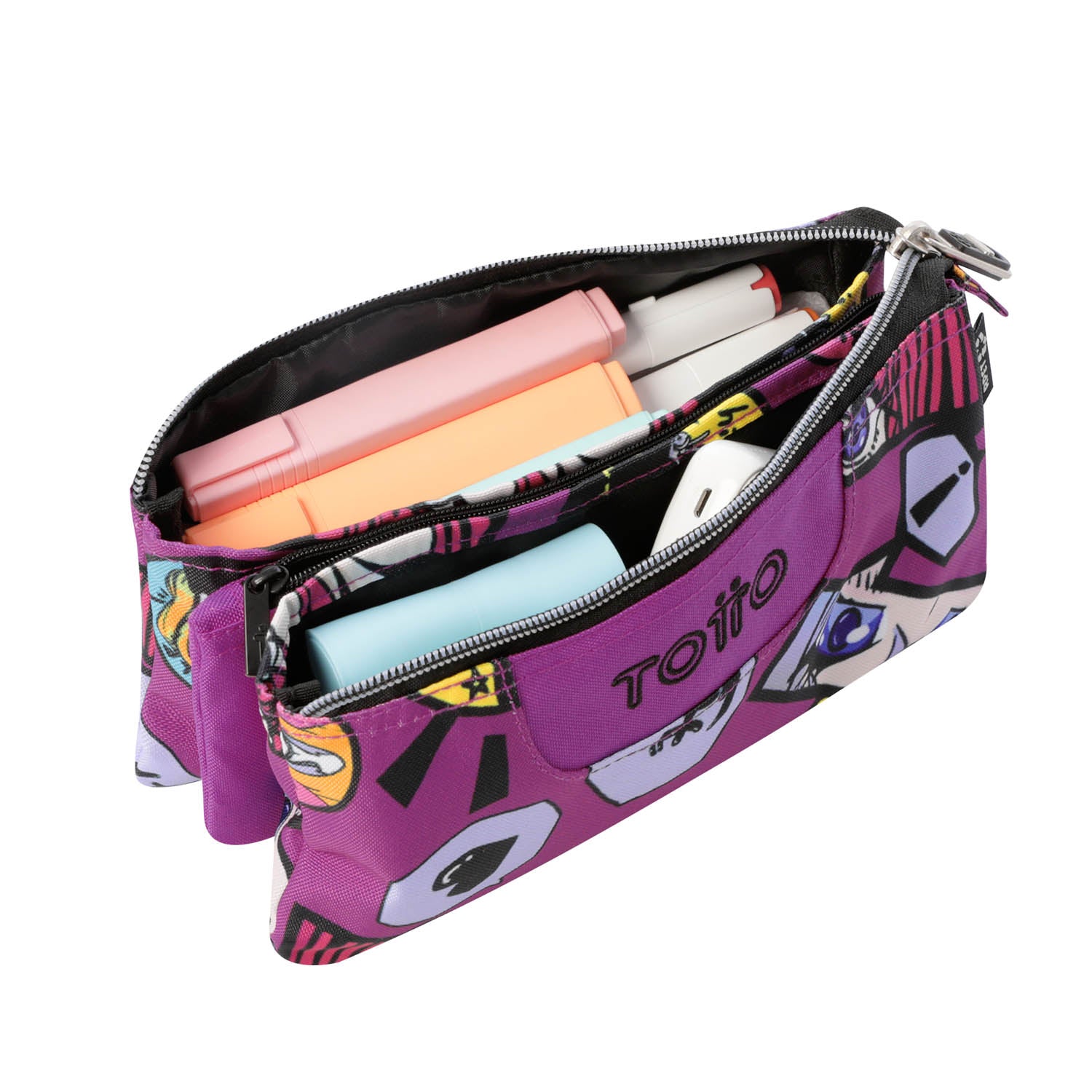 TOTTO Mochila escolar con ruedas Renglones + Estuche Tablero - 1KC Kitsune