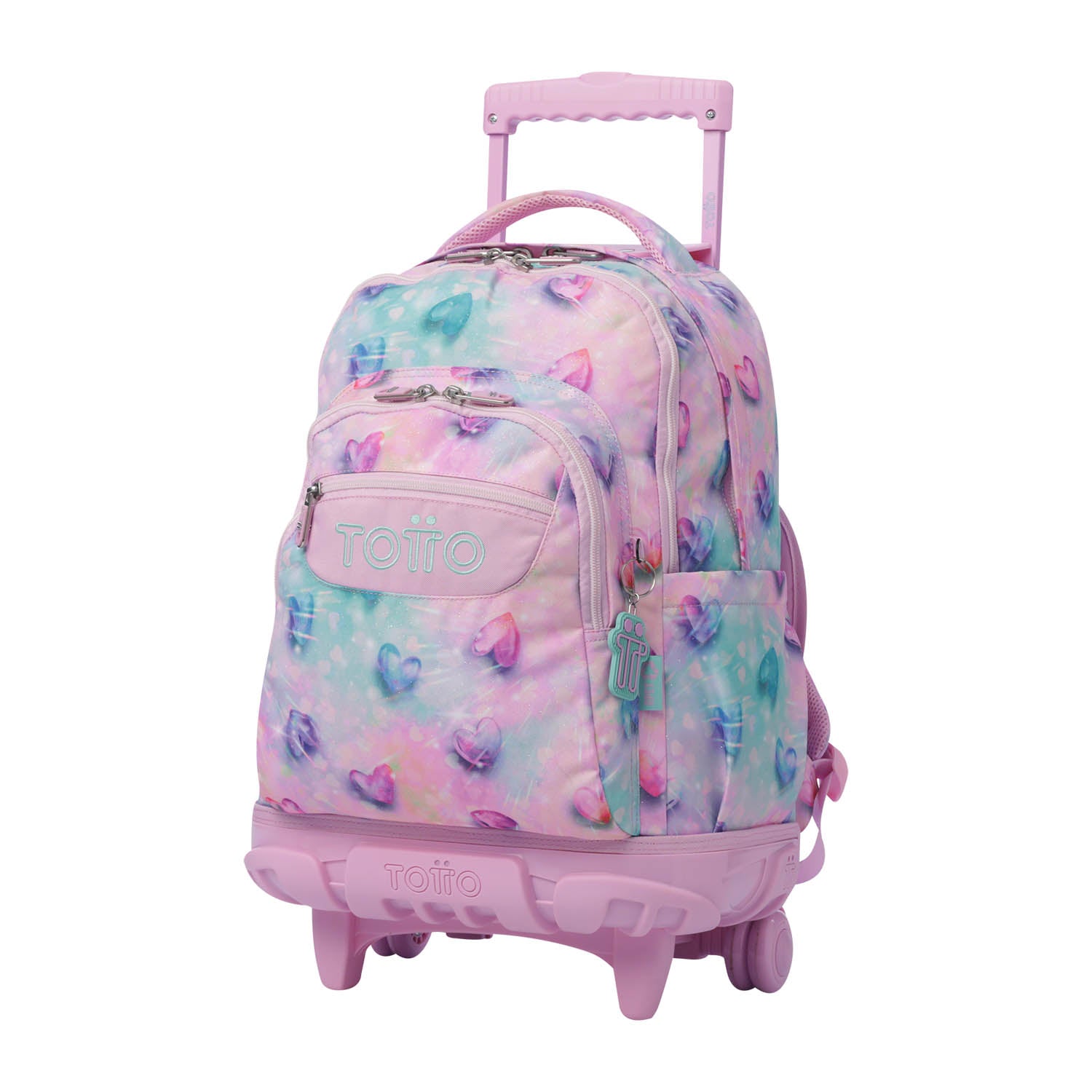 TOTTO School backpack with lines - 1kb shiny heart