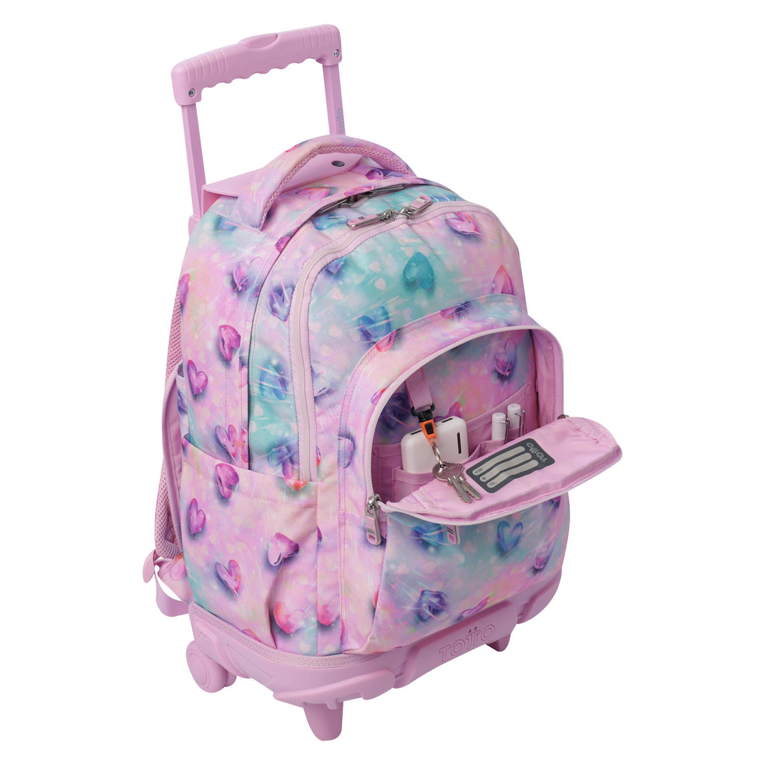 TOTTO School backpack with lines - 1kb shiny heart