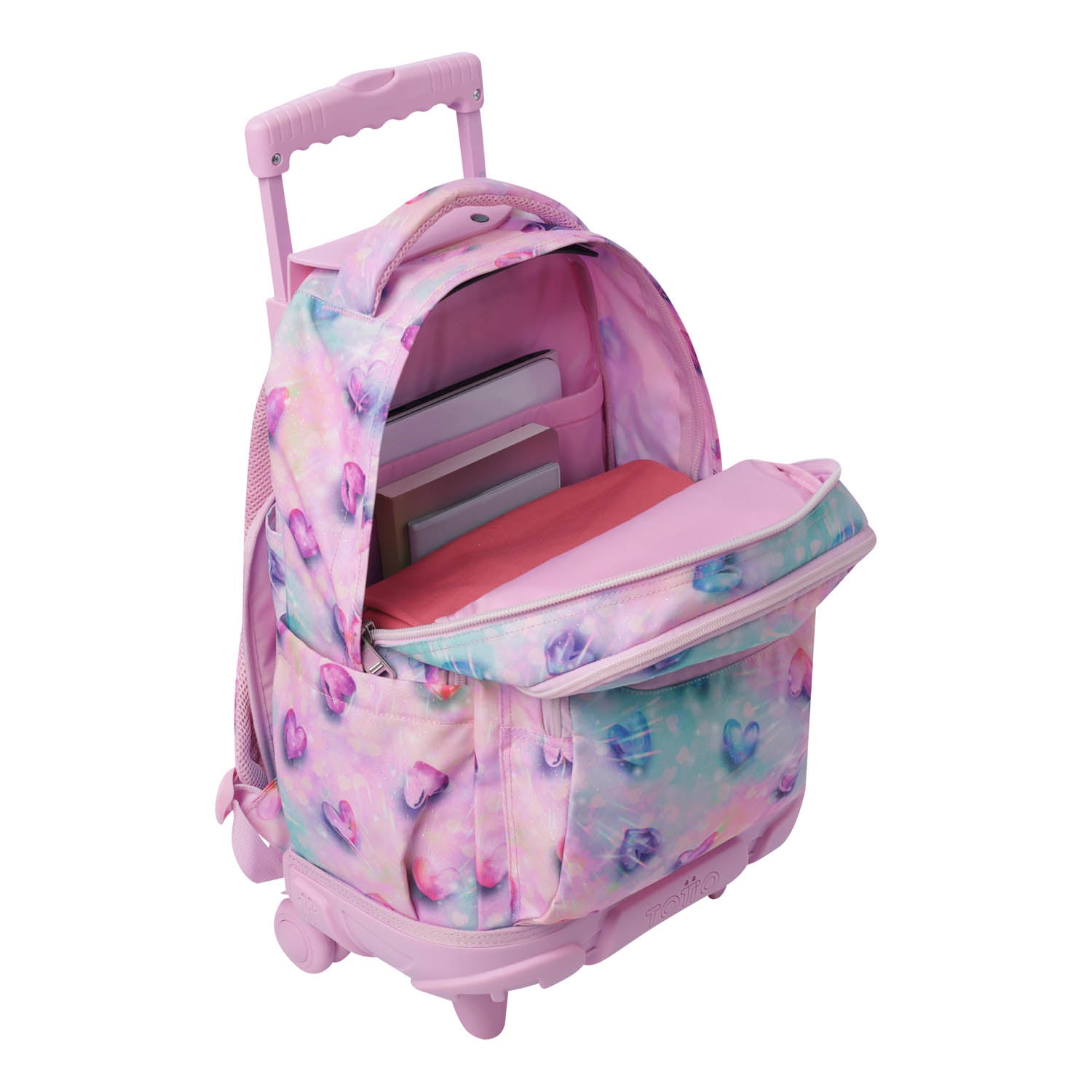 TOTTO School backpack with lines - 1kb shiny heart