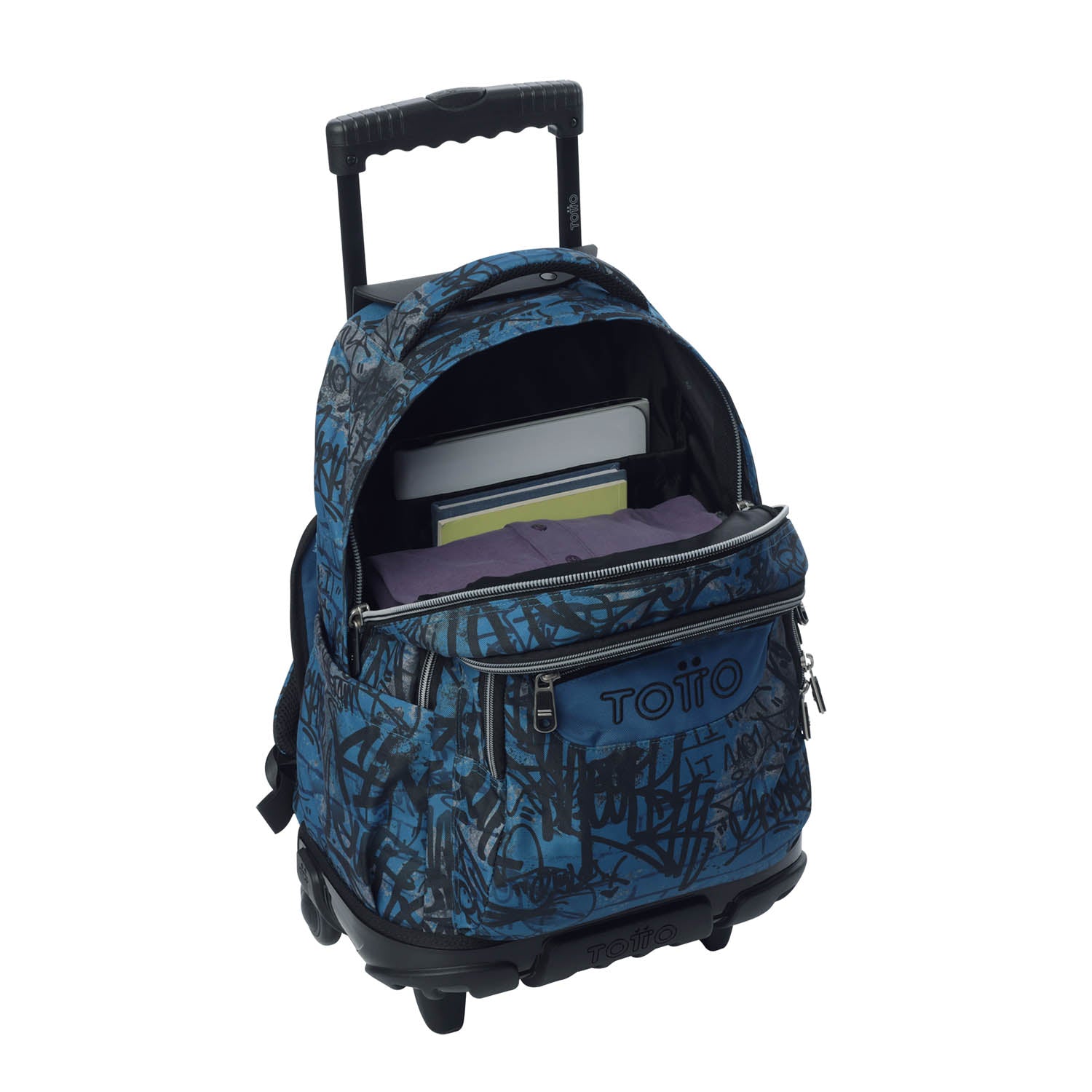 TOTTO Sac à dos scolaire avec roues de lignes + boîtier de tableau de bord - 4ec graphique urbain