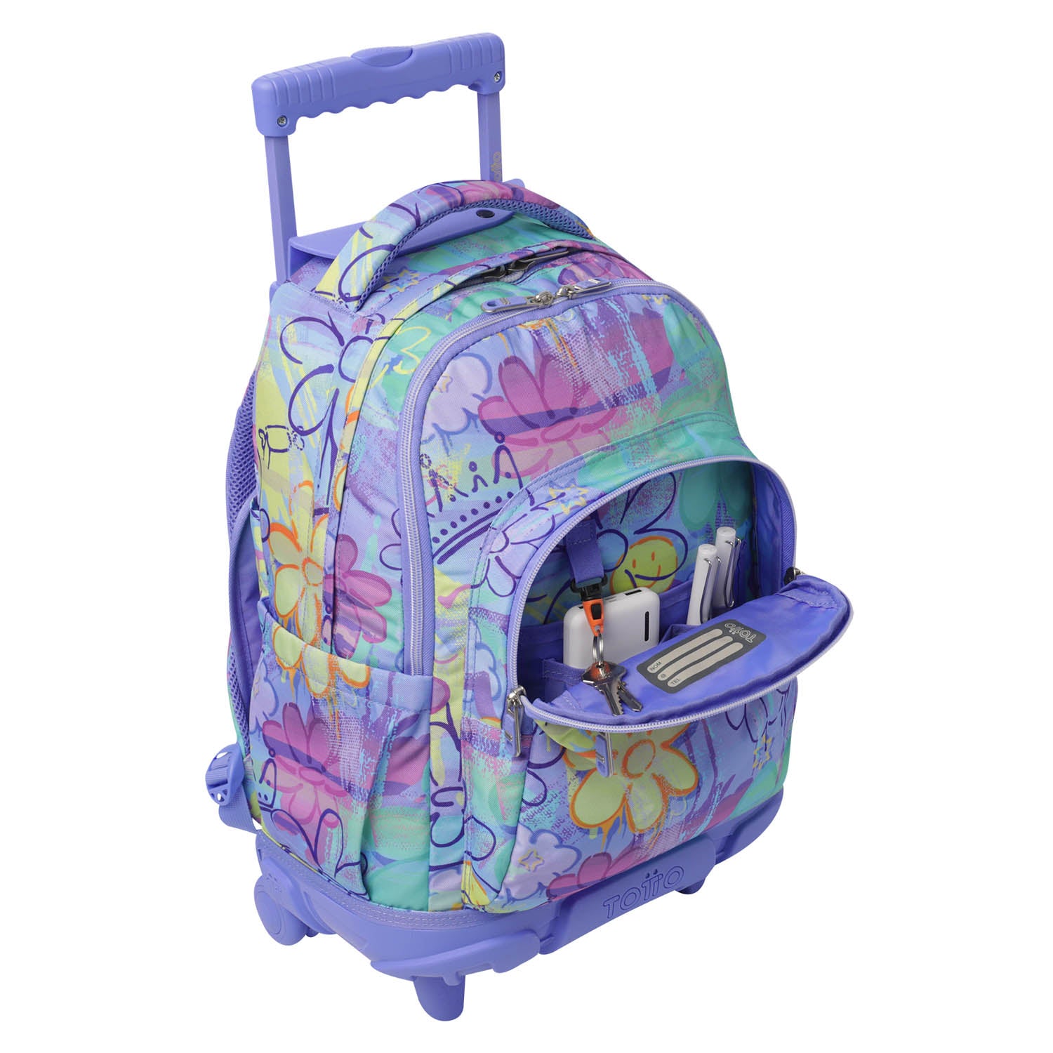 TOTTO Mochila escolar con ruedas Renglones + Estuche Tablero - 5Q8 Grafily
